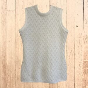 Vintage Polyester Sleeveless Sweater Crew Neck Back Zipper Size 34 XS Tight Crop